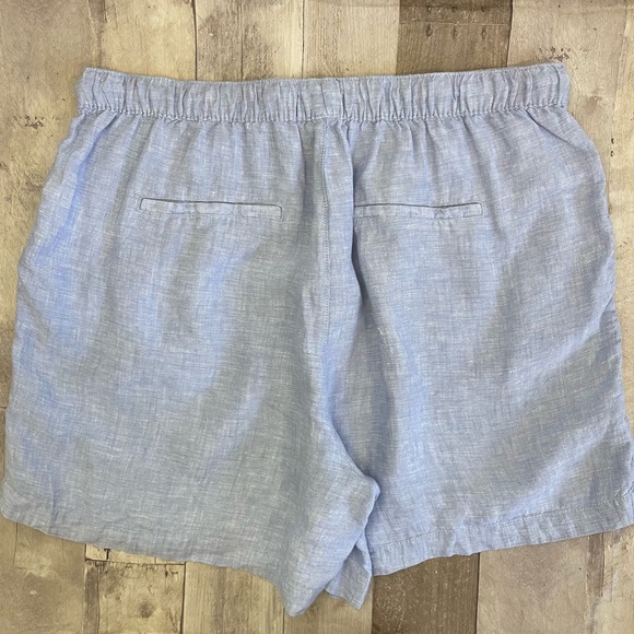 Tahari Plus Size 1X Blue 100% Linen High Rise Pull-On Shorts Pockets - Picture 2 of 10